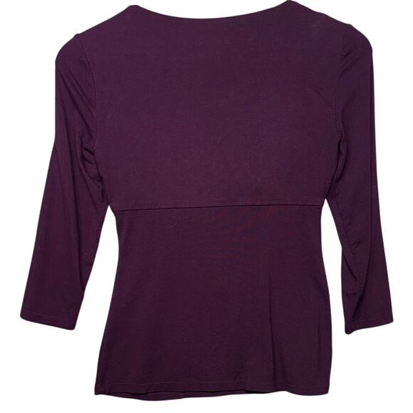 Cache Vintage  90s Y2K Plum Purple Square Neck Corset 3/4 Sleeve Top Women XS - Picture 4 of 6